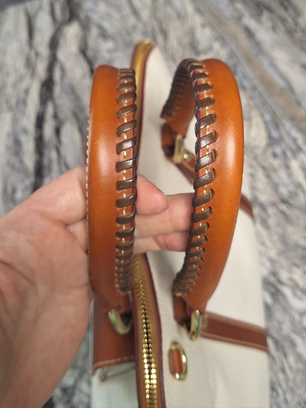 Dooney and Bourke Pebble Leather Aubrey Satchel, EUC, BONE - Picture 3 of 13